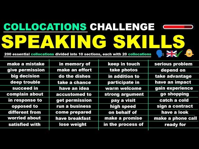 Memorise These 200 Collocations To Challenge Your English Speaking Skills!