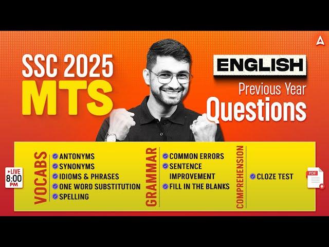SSC MTS English Classes 2025 | SSC MTS English Most Important Questions | English By Shanu Sir
