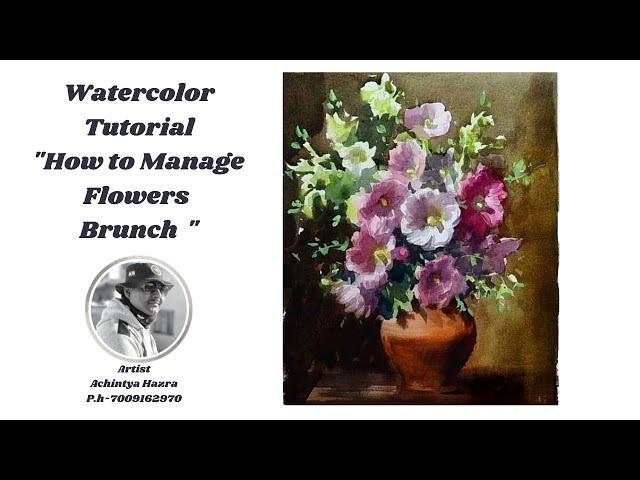 How To Paint Watercolor Bouquet Flowers / Flowers Pot /Floral Painting/Achintya Hazra Watercolour