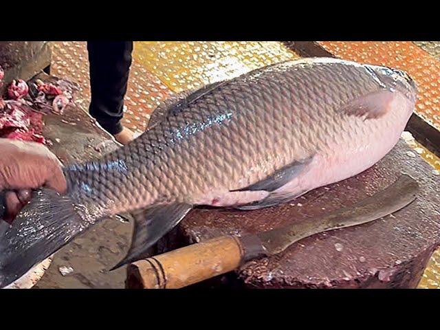 Excellent Cutting Skills | Big Rohu Fish Skinning & Chopping By Expert Fish Cutter