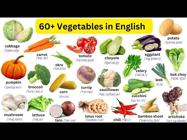 Top 60+ Vegetables Name in English| English Practice