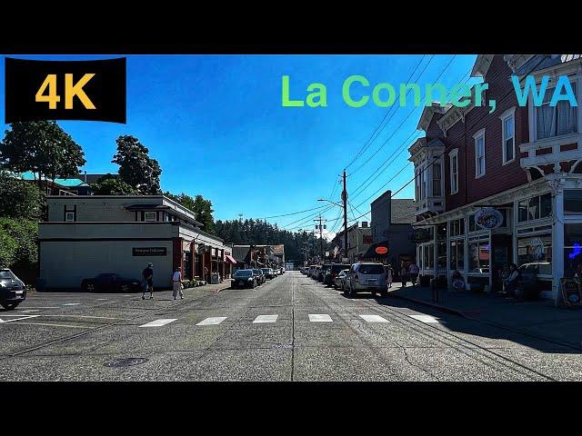 Downtown La Conner, WA Driving Tour in Spring 2023.