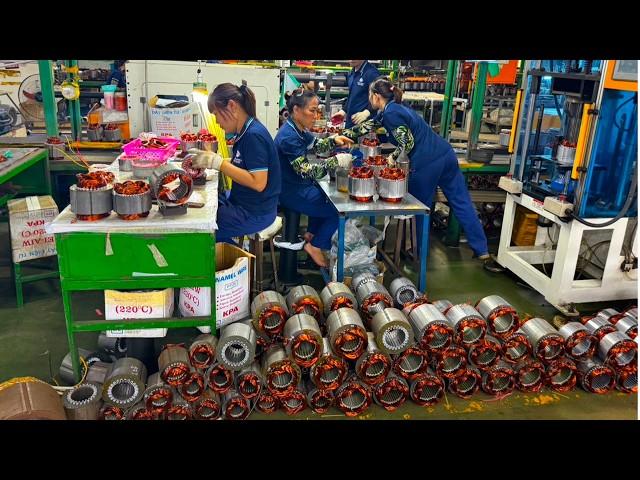 VIETNAMESE LADIES join forces to produce ELECTRIC MOTORS. AMAZING process!