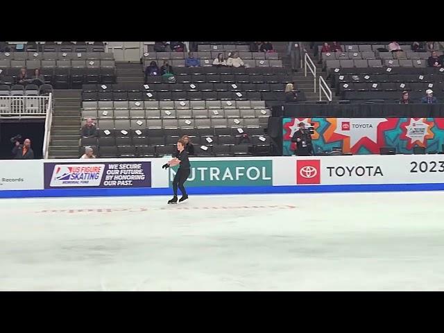 Ilia Malinin quad axel (4A) U.S. Nationals practice, Jan 28, 2023