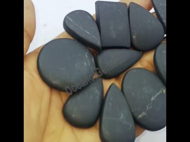 Natural Black Shungite Cabochon Gemstone, Loose Gemstone lot