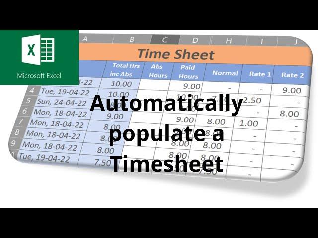 Use the Weekday function to populate a time sheet in Microsoft Excel