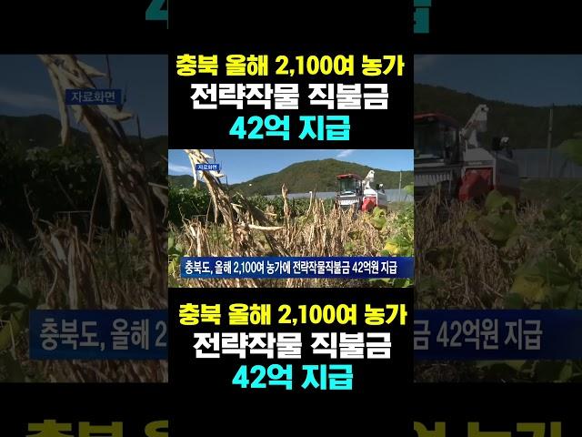 [한국농수산TV] 충북, 올해 2,100여 농가 전략작물 직불금... 42억 지급