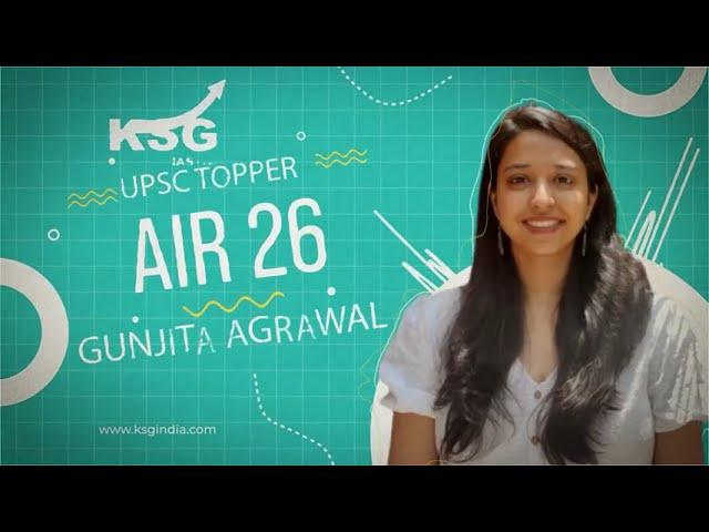 Gunjita Agrawal, AIR 26 | Our Proud Achievers | KSG IAS Crystal Jubilee | 15 Years Celebration