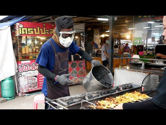 Thai Street Food Market in Rural Northeast Thailand Korat Nakhon Ratchasima Isan No Tourists!