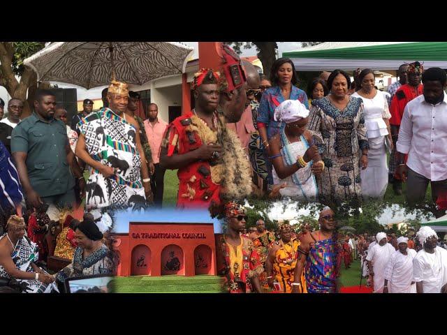 Ga Mantse & Prez Akufo-Addo's Beautiful Rebecca Arrived as Commissioning Newly modified Ga Palace