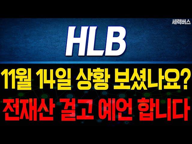 HLB 주가 전망. "전재산 걸고 예언합니다." 상승 기댓값과 목표기간. 11월 14일 방송.