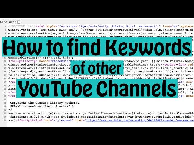 How to find Keywords of other YouTube Channels