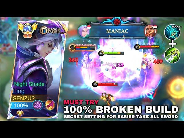 LING FASTHAND ( 100% BROKEN BUILD ) SECRET SETUP FOR EASY TAKE ALL SWORD ( MUST TRY ) Mobile Legends