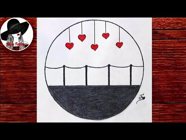 Easy circle scenery drawing || Circle drawing for beginners