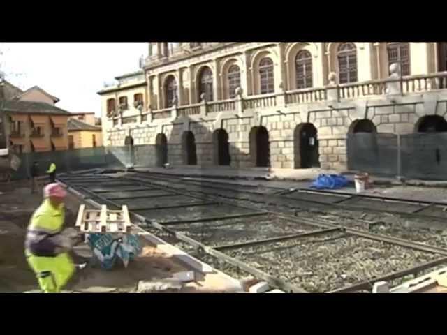 La escultura en honor al río Tajo toma forma frente a la catedral de Toledo