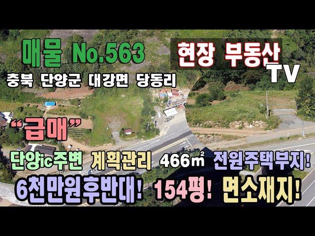 대강부동산 계획관리 6천만원후반대 전원주택부지 466㎡ 140평 도로 부지 13.5평 총 154평 충북 단양군 대강면 당동리 토지 매매 단양ic주변 계곡 주변 면소재지 단양부동산