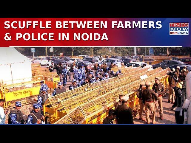 Farmers Protest: Scuffle Between Protesting Farmers & Police In Noida As They Move Towards Delhi