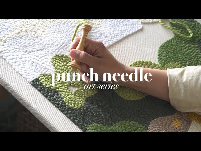 Punch needle embroidery artwork on canvas