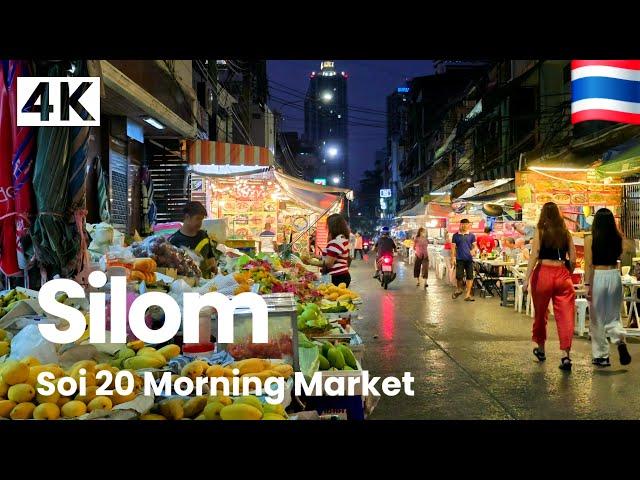 [4K UHD] Walking around Silom Soi 20 Morning Market in Bangkok, Thailand