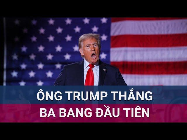  Bầu cử Tổng thống Mỹ 2024: Ông Trump thắng 3 bang đầu tiên, dẫn trước bà Harris | VTC Now