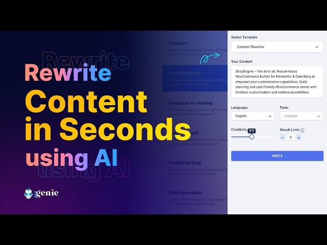 GetGenie AI Template: Content Rewriter