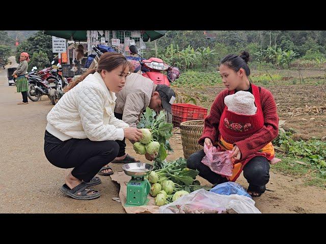 The First Kohlrabi Tubers in The Garden Are Harvested and Sold - 17 Year Old Single Mother