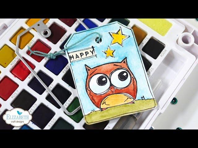 Watercolor Owl Tag | Technique Friday with Els