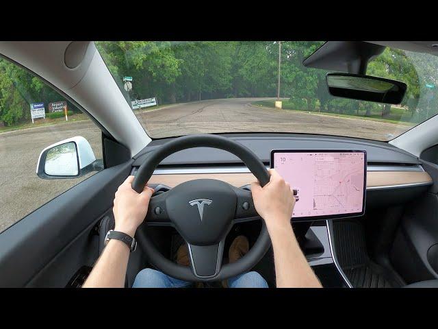 2021 Tesla Model Y Standard Range - Rainy POV Test Drive (Binaural Audio)