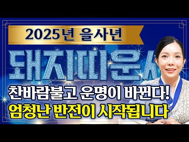 2025년 을사년 대박 돼지띠 운세걱정마세요! 내년에 돼지띠분들 인생이 바뀝니다!  운기가 바뀌고 복삼재로 엄청난 반전이 시작됩니다!  59년생 71년생 83년생 95년생 운세