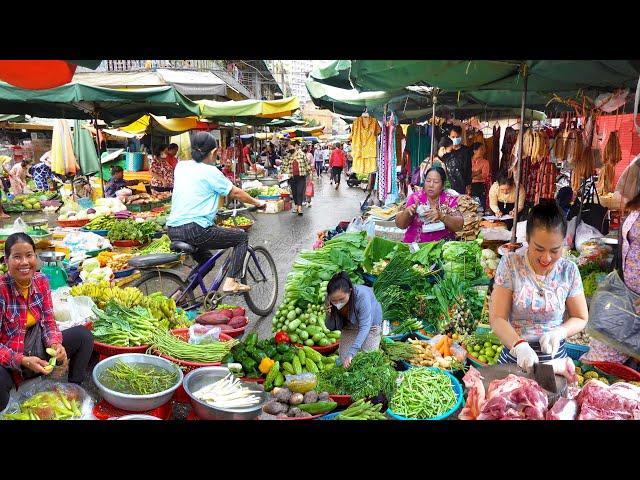 Orussey Market Food Compilation - Fruits, Raw Meat, Vegetables, & More