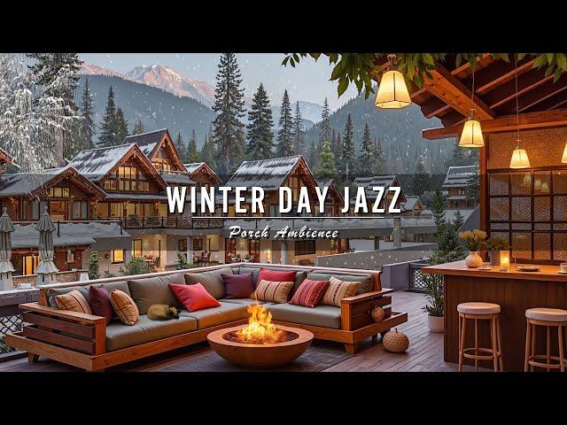 Relaxing Jazz Instrumental Music  Cozy Winter Porch Ambience & Smooth Jazz for Focus