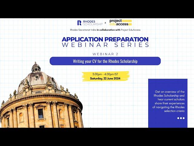 Rhodes Scholarship Webinar 2: Writing your CV for the Rhodes Scholarship