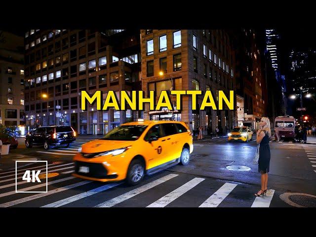 Night Walk in NEW YORK CITY, Manhattan Walking Tour 4K