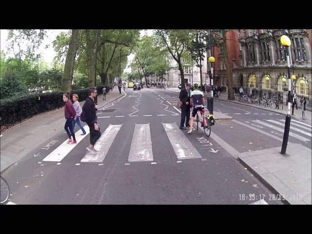 Angry Pedestrian Blocks Cyclist As He Races Through Zebra Crossing