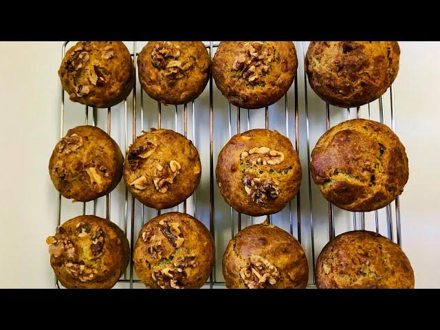 Banana walnut muffins with no sugar for healthy and delicious breakfast quick & easy