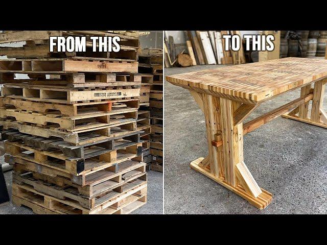 Farmhouse Dining Table Made Entirely from Pallets