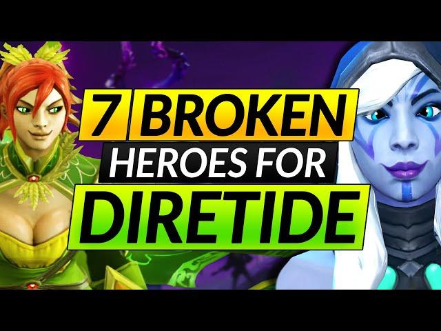 7 MOST BROKEN HEROES in DIRETIDE - Picks to ABUSE - Gameplay Tips - Dota 2 Guide