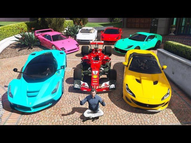 GTA 5 - Stealing Luxury Ferrari Cars with Michael! (Real Life Cars #06)