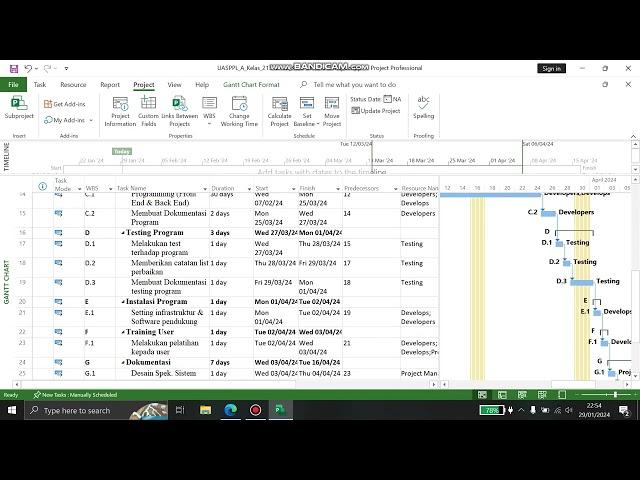 Setting Waktu di Microsoft Project