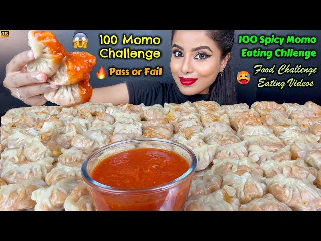 ASMR Eating 100 Spicy Momos Dumplings Eating challenge Indian Street Food ASMR Eating Mukbang Video