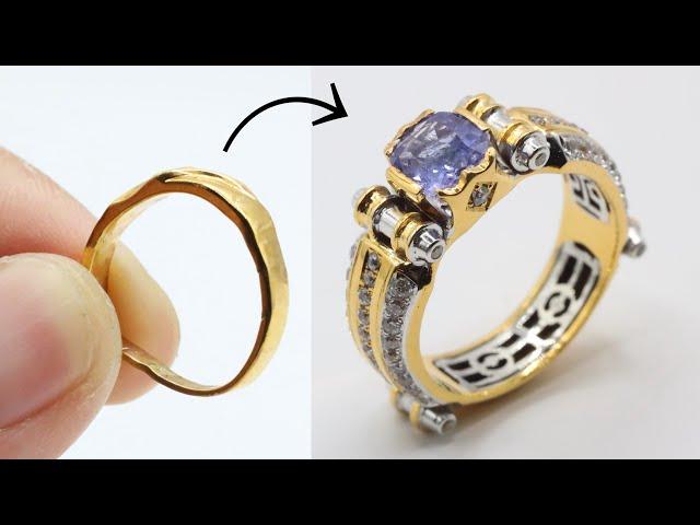 I turned scrap gold into a new ring - handmade purple sapphire jewelry