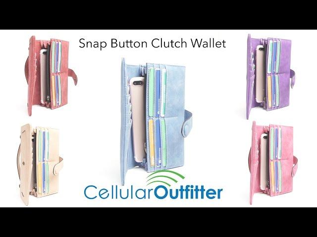 Suede Snap Button Clutch Wallet | CellularOutfitter.com