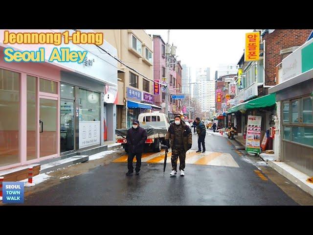 【4K】 Walk Seoul Snowy road - 서울 전농1동 골목 걷기 (전농동) - 눈 덮인 길 | Jeonnong 1-dong Alleys [동대문구2] 15(2)-16