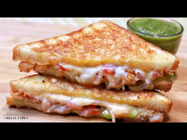 Cheesy Veg Sandwich Recipe | Cheese Sandwich | Street Style Sandwich | Veg Sandwich | Kids Recipe