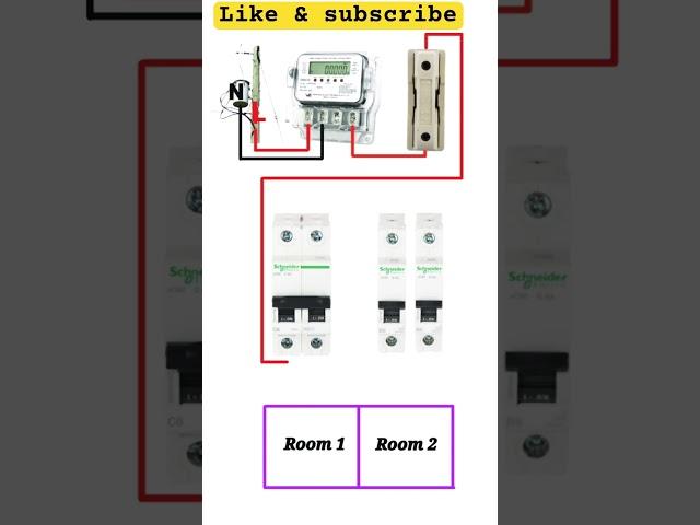 2 Room House Wiring Diagram connection #shortsvideo #electical #mrengineer