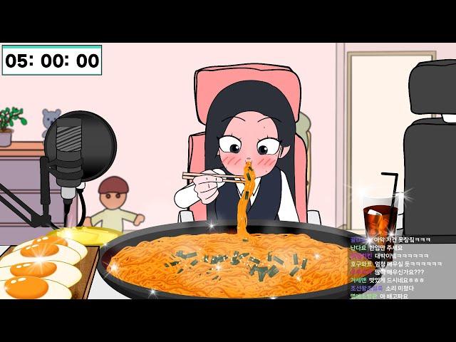 Giant Fire Noodles Challenge Mukbang | Animation ASMR