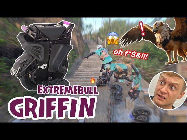 New Extreme Bull Griffin! amazing new electric unicycle! climbing a mountain in China with friends!