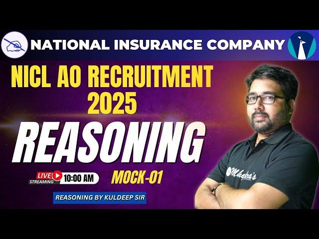 NICL AO 2025 Reasoning Mock Test 1 | Logical Reasoning & Puzzles | By Kuldeep Sir