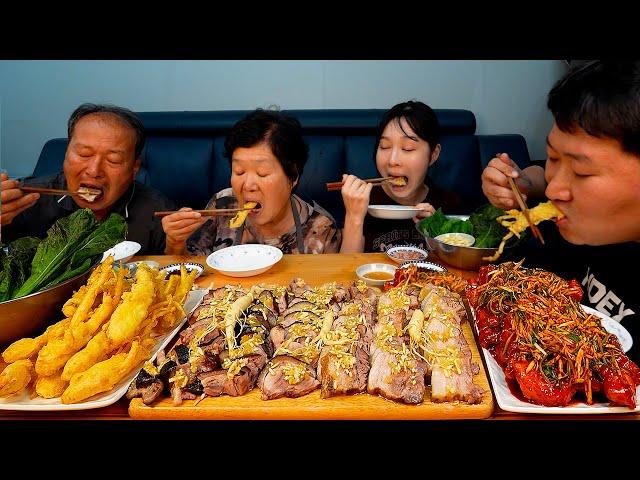 영주 풍기인삼으로 만든 인삼 보쌈족발과 인삼 파닭!! (Boiled pork, Fried chicken with Ginseng) - Mukbang eating show