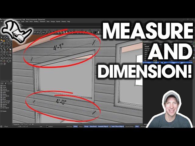 How to MEASURE DISTANCES and ADD DIMENSIONS in Rhino 3D!